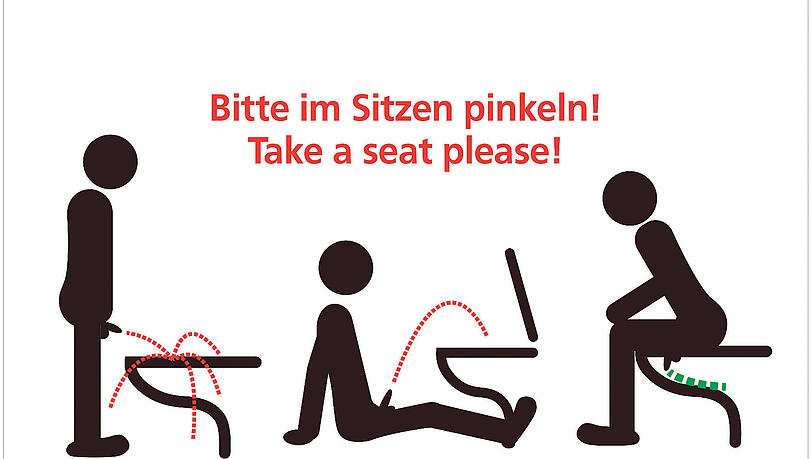 Es gibt verschiedene Möglichkeit, im Sitzen zu pinkeln – auch falsche. Es gibt verschiedene Möglichkeit, im Sitzen zu pinkeln – auch falsche.
