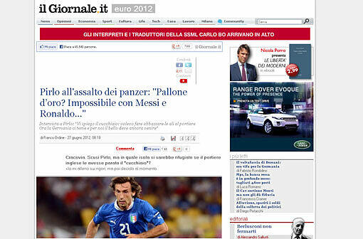 "Pirlos Ansturm auf die Panzer", titelt "Il Giornale".