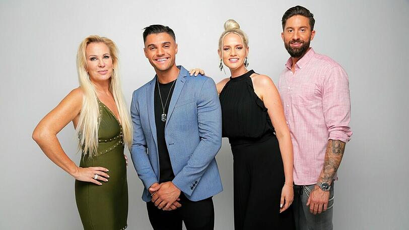 Die flirtwilligen Promis: Claudia Norberg, Marcellino Kremers, Sarah Knappik und Sebastian Fobe (v.l.n.r.).