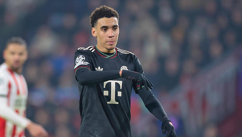 Jamal Musiala traf in Eindhoven f&uuml;r den FC Bayern.