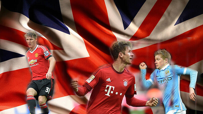 Kevin De Bruyne und Bastian Schweinsteiger spielen schon in der Premier League. Und auch er ist bei den englischen Vereinen begehrt: Bayern-Star Thomas Müller. Kevin De Bruyne und Bastian Schweinsteiger spielen schon in der Premier League. Und auch er ist bei den englischen Vereinen begehrt: Bayern-Star Thomas Müller.