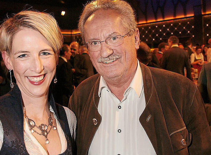 OB Kandidatin Katrin Habenschaden (Grüne) mit Alt-OB Christian Ude.