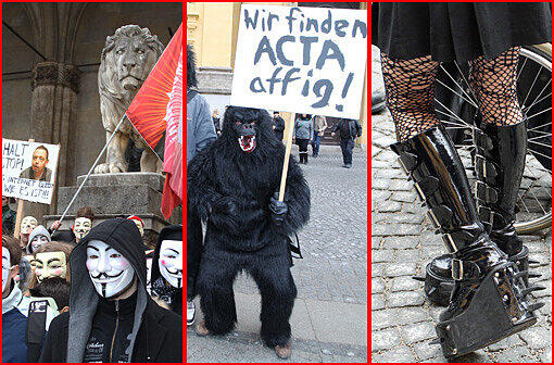 Affige Kostüme, witzige Plakate und viele Masken: Die Bilder von der Anti-ACTA-Demo in München