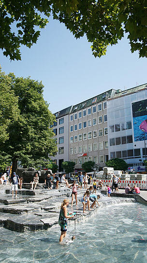 Wasserspiele am Rindermarkt.