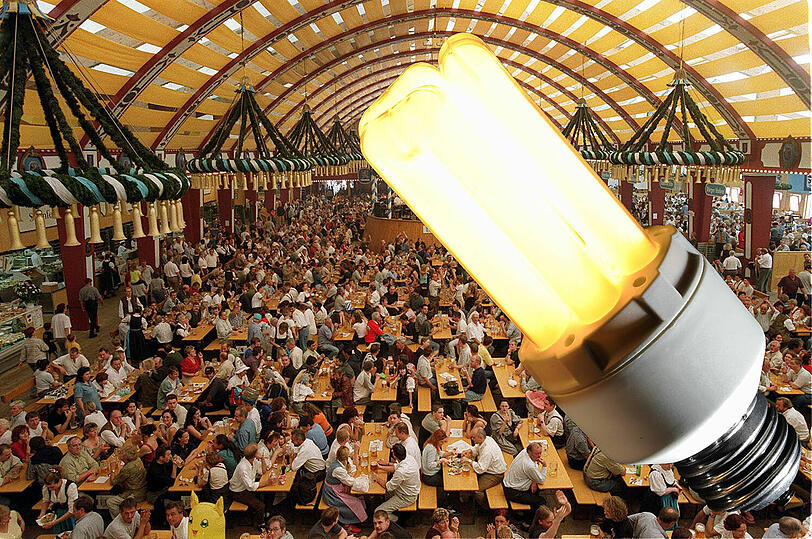 Vorreiterrolle: Als erstes Zelt wird das Löwenbräu dieses Jahr komplett in LED-Licht erstrahlen.
