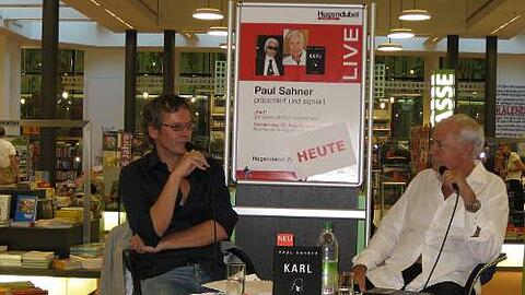 Im Karl-Diskurs: Paul Sahner (r.) mit dem Focus-Vize Stephan Paetow.