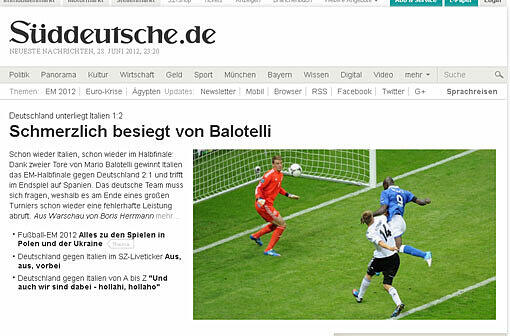 So titeln die deutschsprachigen Zeitungs-Websiten nach dem 1:2 der DFB-Elf gegen Italien.