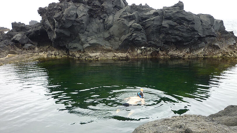 Ein Lavaschwimmbecken bei Mosteiros.