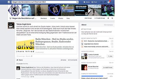 Auf dieser Facebook-Gruppe entlädt sich der Shitstorm der Löwen-Fans gegen Charivari-Moderator Jan Herold.
