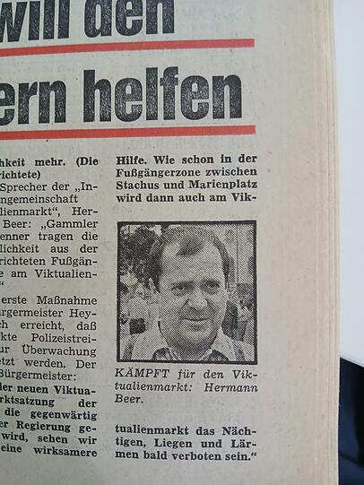 Hermann Beer, Sprecher der IG Viktualienmarkt. Hermann Beer, Sprecher der IG Viktualienmarkt.