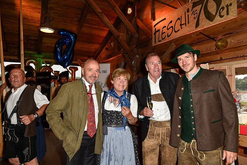 Christian Neureuther, Frau Rosi Mittermaier, Frank Fleschenberg und Felix Neureuther