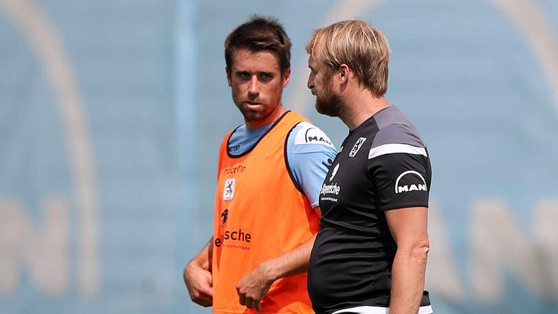 Will einen Einsatz noch nicht garantieren: Löwencoach Daniel Bierofka und Stürmer Stefan Lex.
