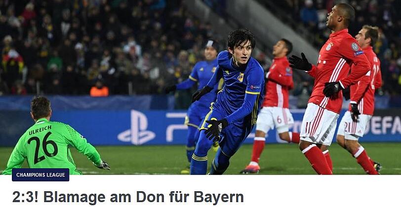 Eurosport schreibt von einer "Blamage" für die Bayern. Der Grundtenor, denn auch ...