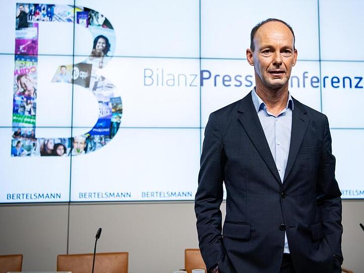 Bertelsmann-Vorstandvorsitzender Thomas Rabe. Das Medienunternehmen ist mit einem deutlichen Plus ins 1. Quartal gestartet.