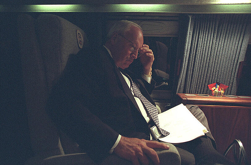 9/11 aus der Sicht der US-Regierung: Interne Fotos aus dem weißen Haus zeigen Vizepräsident Cheney, die Nationale Sicherheitsberaterin Condoleezza Rice, Außenminister Colin Powell und US-Präsident Bush am 11. September 2001.