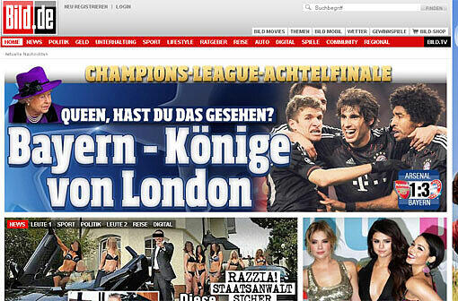 Die Kollegen von bild.de feiern die Bayern als Könige von London.