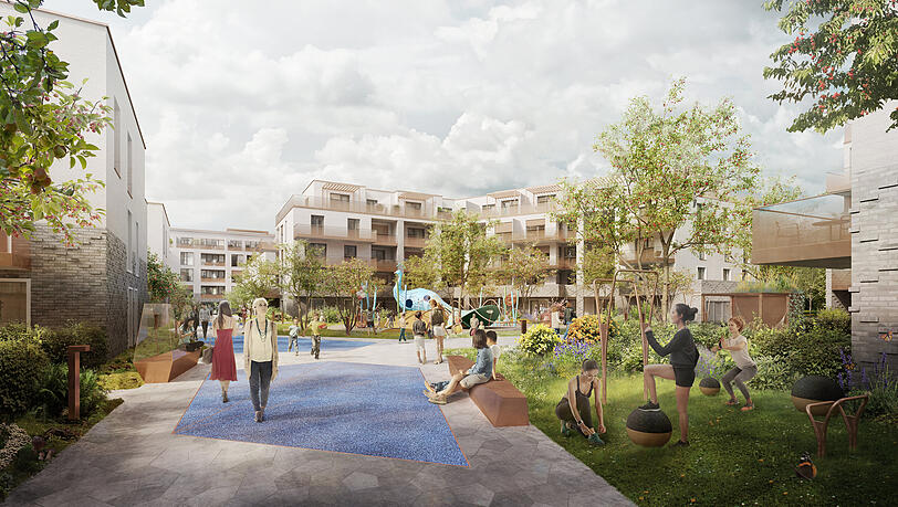 Das "Futuria" in Garching mit leuchtenden Böden.