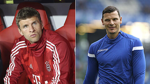 Daniel van Buyten (rechts) geht davon aus, dass Thomas Müller beim FC Bayern weiter um seine Einsätze kämpft.