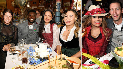 Alphonso Davies hatte Spaß mit Freundin Sheyenne Jen, Lina Kimmich und Kingsley Comans Verlobter Sabrina Duvad. Bei Käfer feierte La Toya Jackson mit Marcel Remus.