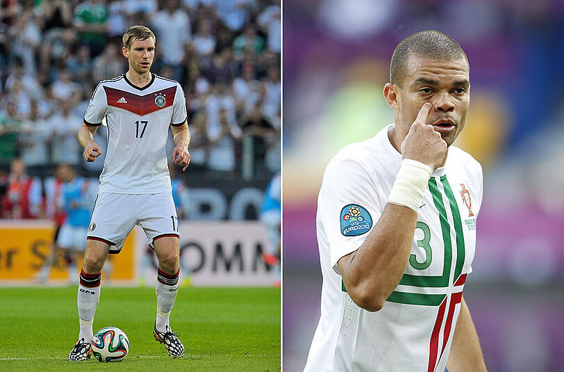 MERTESACKER &ndash; PEPE: &bdquo;Das ist ein Innenverteidiger-Duell auf Augenhöhe. Mertesacker spielt bei Arsenal auf höchstem Niveau, Pepe bei Real. Im Finale gegen Atlético fehlte er verletzt. Er hat tolle Anlagen, aber zu viele Aussetzer. Durch seine teils wilde Treterei hat er sich viel kaputt gemacht.&ldquo; Unentschieden. Stand: 2,5:0,5