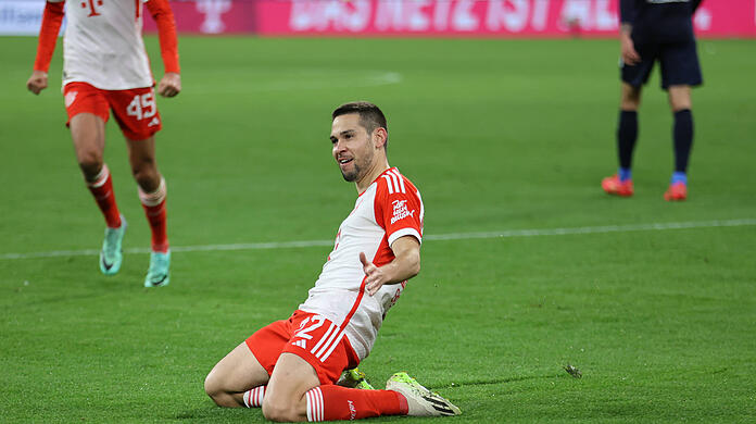 Wilde fünf Minuten: Erst holte Heidenheim ein 0:2 in der Allianz Arena auf, bevor Raphaël Guerreiro den FC Bayern mit seinem ersten Pflichtspieltor wieder auf Kurs brachte.