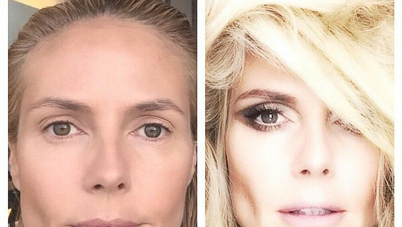 Heidi Klum einmal mit und einmal ohne Make-up Heidi Klum einmal mit und einmal ohne Make-up
