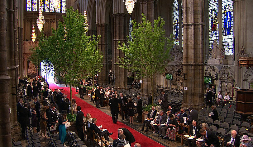 Die ersten Gäste treffen in der Westminster Abbey ein. In wenig Stunden wird Kate Middleton hier zur Duchess of Cambridge.