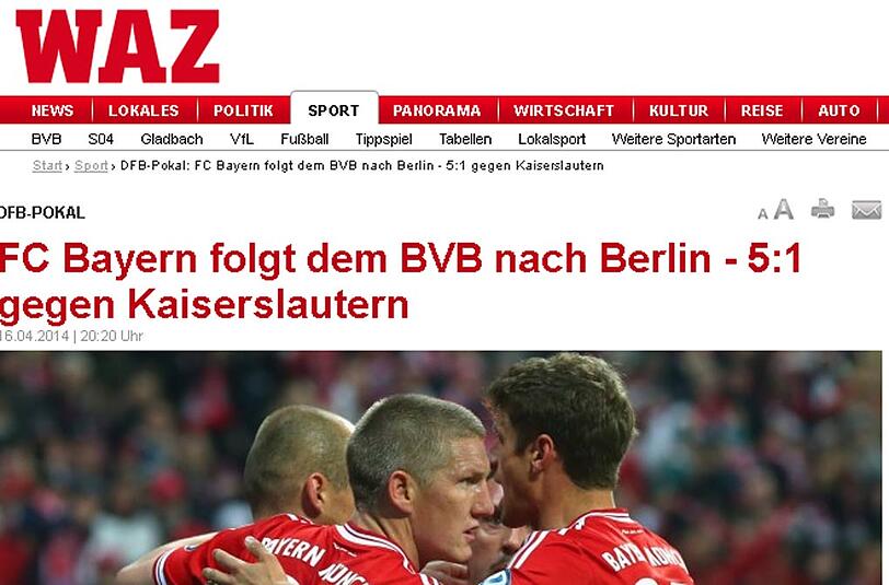 "Der Westen" wiederum freut sich auf das Gigantenduell im Finale zwischen Bayern und dem BVB.