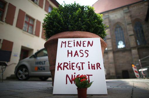Nur ein Schild erinnert noch an den Ort des Ansbacher Anschlags.