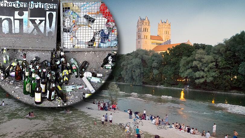Die Isar verkommt zum Ballerman: Viele Anwohner ärgern sich über laute Musik und Müllberge am Isarufer.