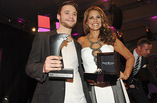 Roman Lob und Moderatorin Karen Webb.