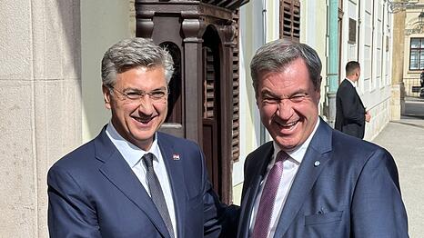 Bayerns Regierungschef S&ouml;der (rechts) sucht Olympia-Unterst&uuml;tzer auch in Kroatien.