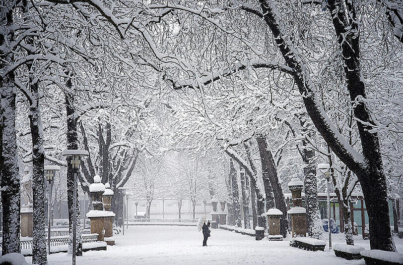 Schneesturm in Vitoria, Nordspanien.