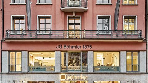 Der Name des Firmengründers steht wie eh und je an der Fassade: 1875 gründete Johann Georg Böhmler das Unternehmen.