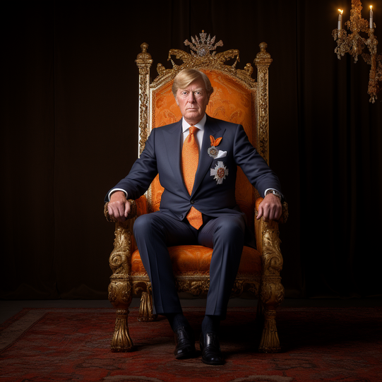 König Willem-Alexander mithilfe der Künstlichen Intelligenz auf 80 Jahre gealtert.