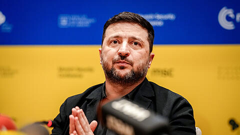 Wolodymyr Selenskyj, Pr&auml;sident der Ukraine, gibt bei der 62. M&uuml;nchner Sicherheitskonferenz (MSC) eine Pressekonferenz.