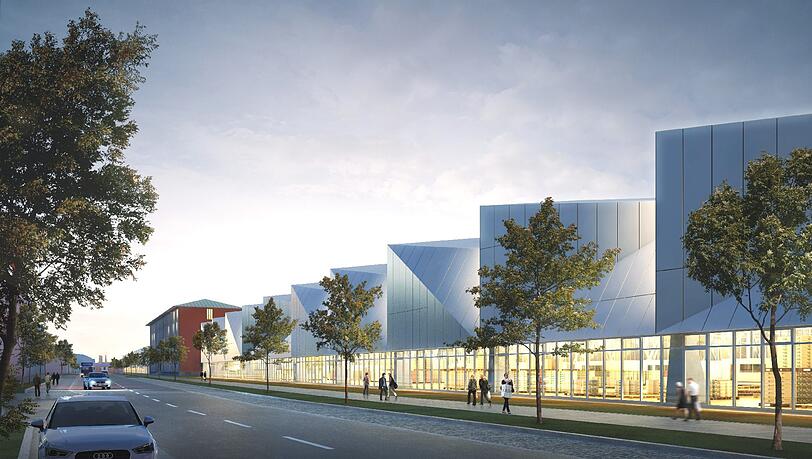 Der damalige Entwurf der neuen Großmarkthalle. Der damalige Entwurf der neuen Großmarkthalle.