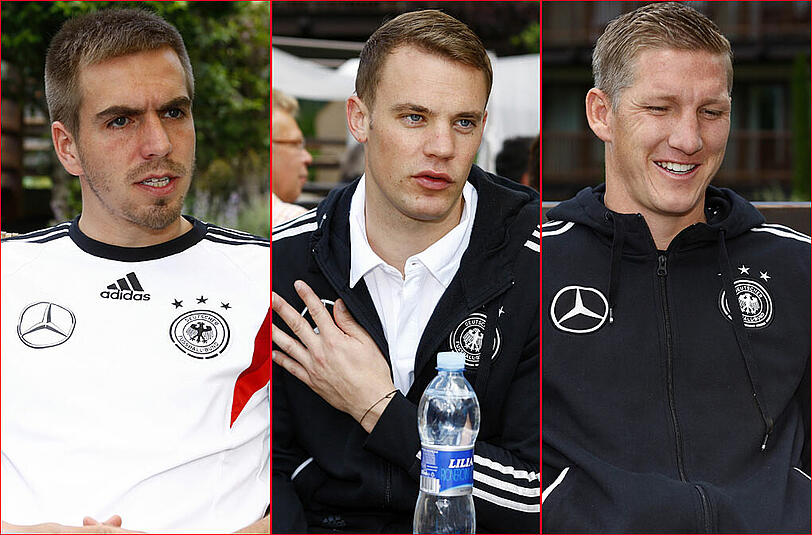 Philipp Lahm, Manuel Neuer und Bastian Schweinsteiger sind noch angeschlagen und können noch nicht mit der Mannschaft trainieren.