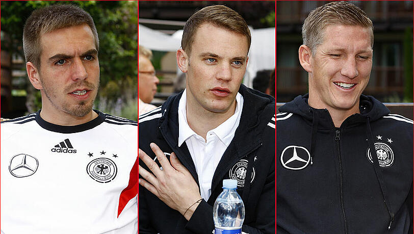 Philipp Lahm, Manuel Neuer und Bastian Schweinsteiger sind noch angeschlagen und können noch nicht mit der Mannschaft trainieren. Philipp Lahm, Manuel Neuer und Bastian Schweinsteiger sind noch angeschlagen und können noch nicht mit der Mannschaft trainieren.