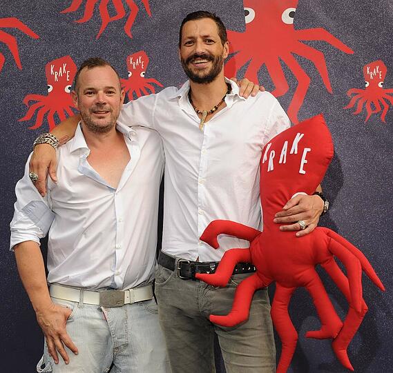 Ein kurzes Gastspiel: Krake-Unternehmer Patrick Bertermann und Marko Huth (r.).