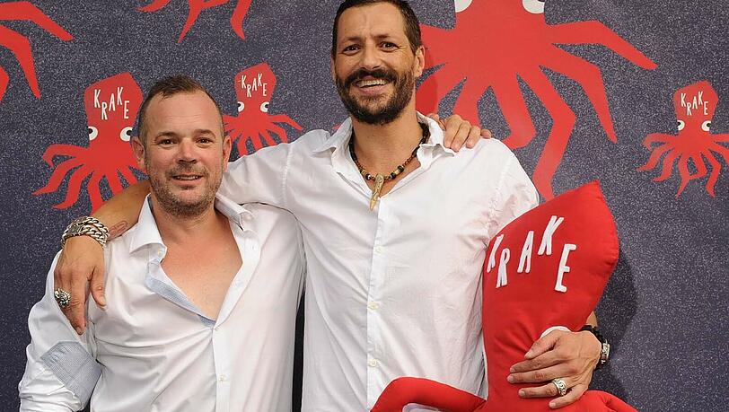 Ein kurzes Gastspiel: Krake-Unternehmer Patrick Bertermann und Marko Huth (r.).