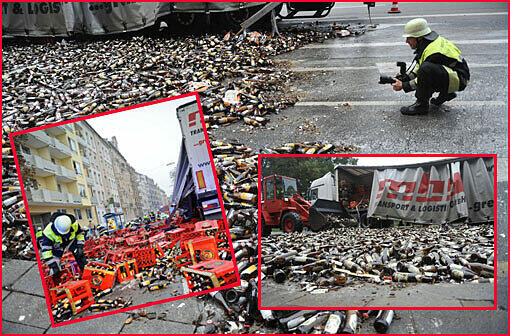 Mitten im Glockenbachviertel: Während der Fahrt bricht am Donnerstagmorgen die Seitenwand eines Lkws durch. Etliche Bierkisten und -flaschen landen auf der Straße - die Feuerwehr hat einiges zu tun.