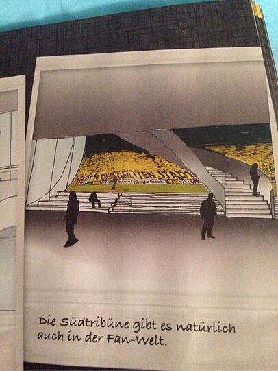 Die BVB-Panne im aktuellen Fankatalog: Mit Bayern-Choreographie. Foto: twitter.com/tobi_vega