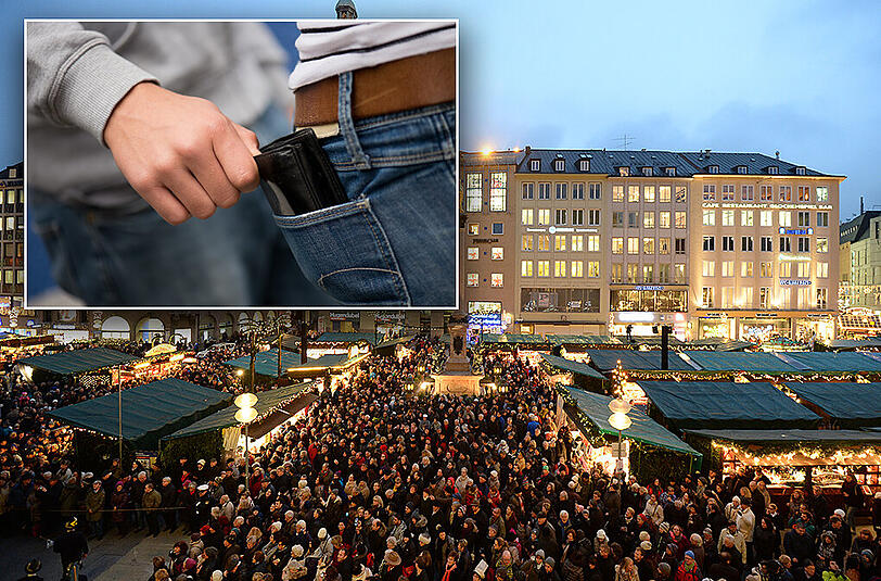 Hosentaschen und Rucksäcke auf dem Christkindlmarkt: eine Einladung für Trickdiebe. Aber heuer schlagen sie bislang nicht zu.