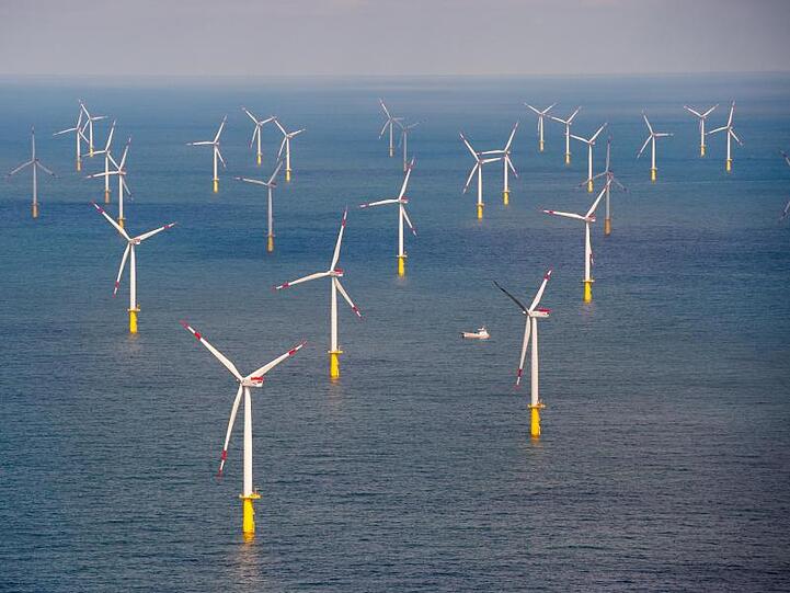 Der Offshore-Windpark Butendiek, etwa 30 Kilometer vor der Insel Sylt in der Nordsee.