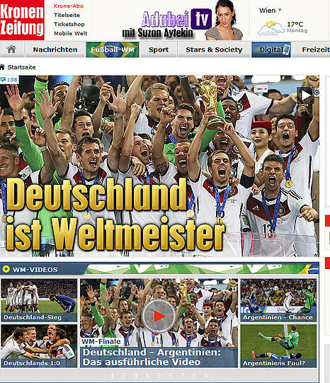 Die österreichische Kronenzeitung: "Deutschland ist Weltmeister!"