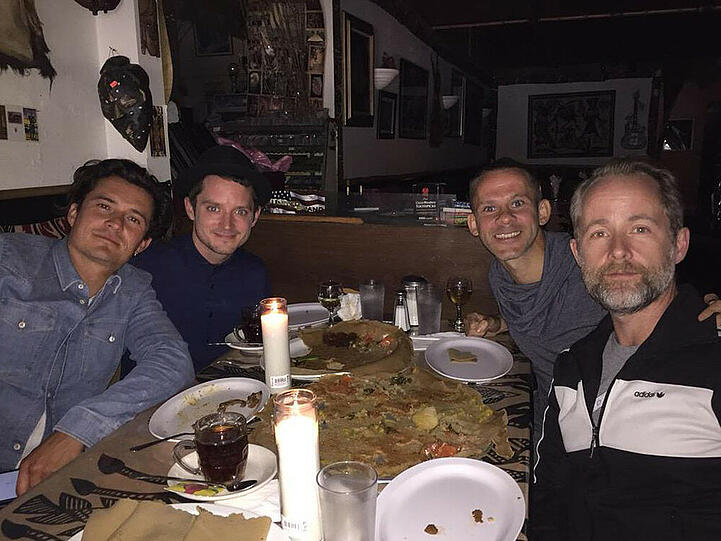 Verstehen sich noch prächtig: Die "Herr der Ringe"-Darsteller Orlando Bloom, Elijah Wood, Dominic Monaghan und Billy Boyd