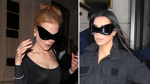 Nicole Kidman (l.) hat sich offenbar Inspiration von Kim Kardashian geholt und die gleiche extravagante Sonnenbrille getragen.