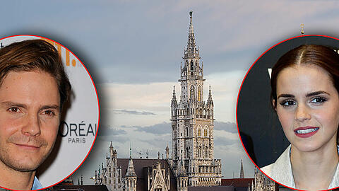 Drehen einen Film in München: Emma Watson und Daniel Brühl.