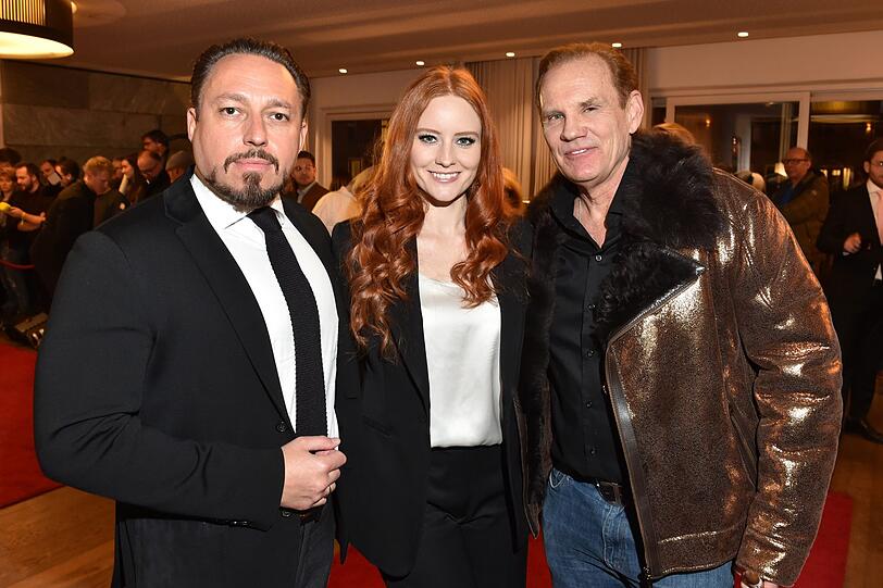 Barbara Meier mit Mann Klemens Hallmann und Daniel Marshall